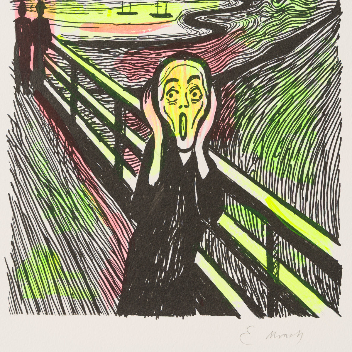The Scream in the Style of Edvard Munch (1895) Unique VIII