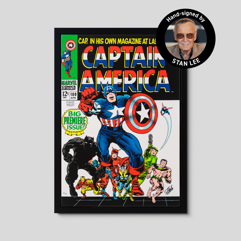 Captain America #100 - Big Premiere Issue! | Boxed Canvas | Hand-signed by Stan Lee