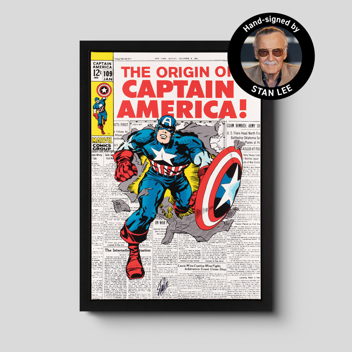 Captain America # 109 - The Origin of Captain America! | Boxed Canvas | Hand-signed by Stan Lee