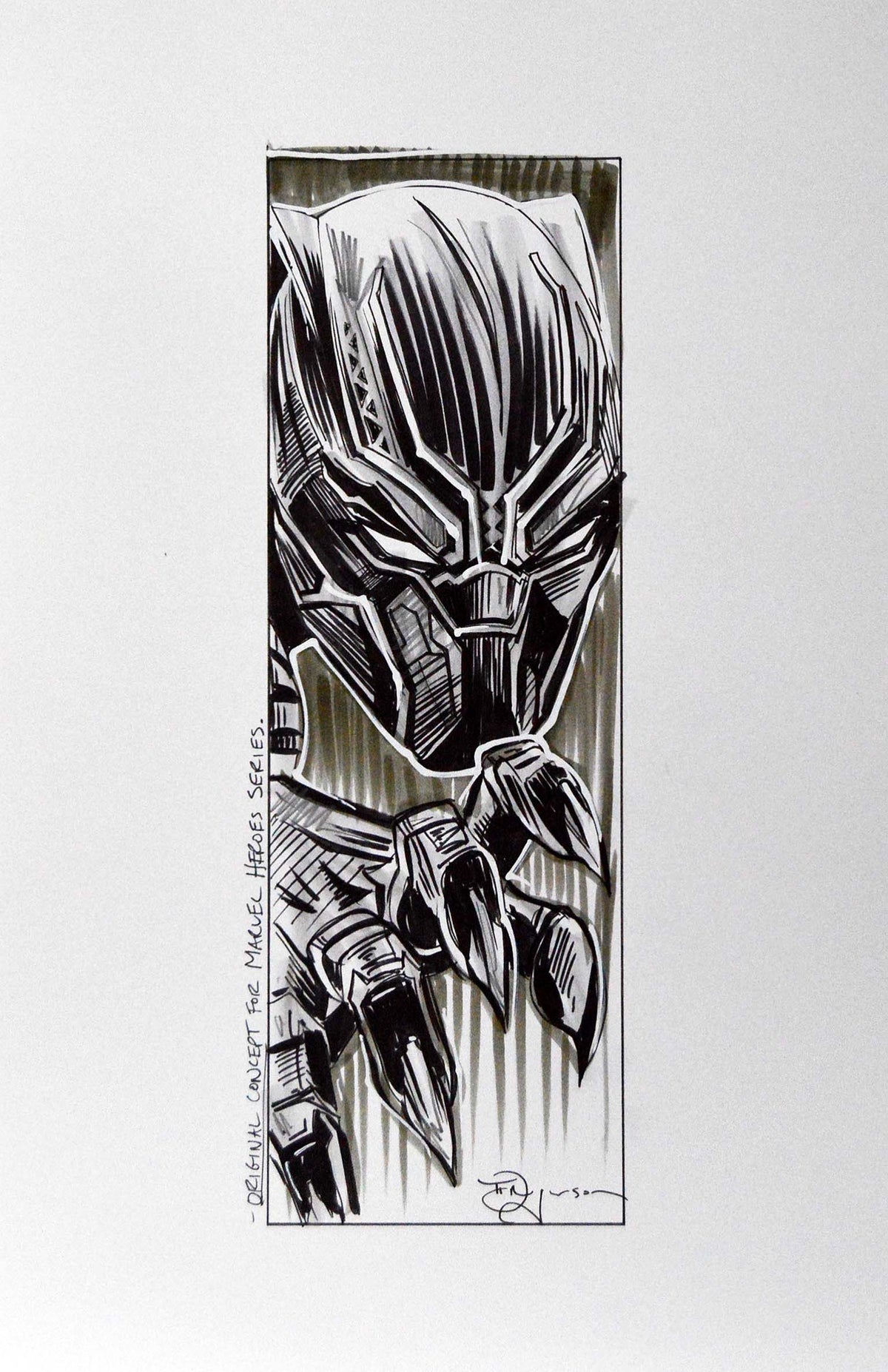 black panther tim rogerson black white painting original castle fine art