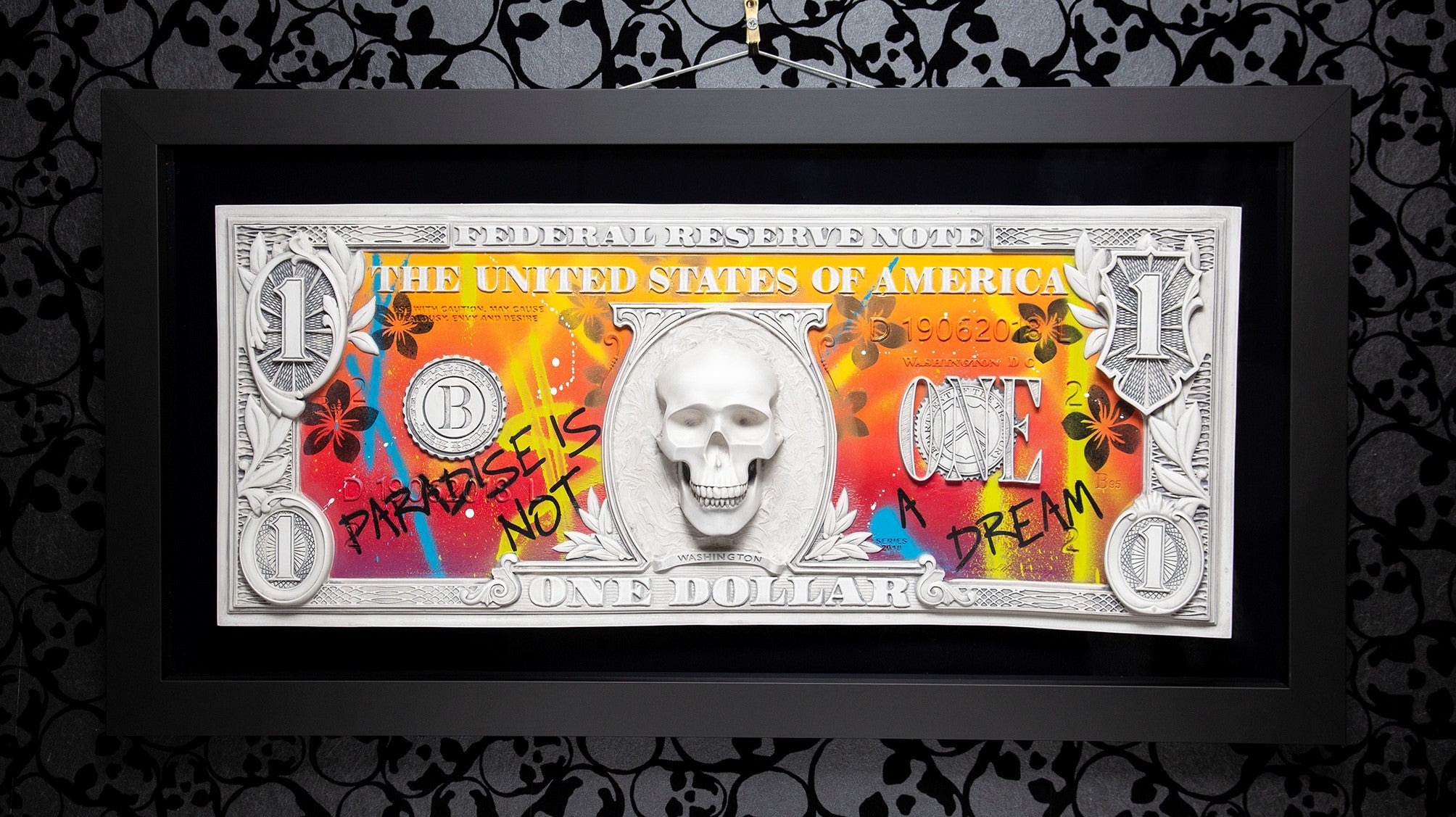 DLN ORI Use With Caution (Paradise Is Not A Dream) 40cm x 97cm (Framed 61cm x 117cm)