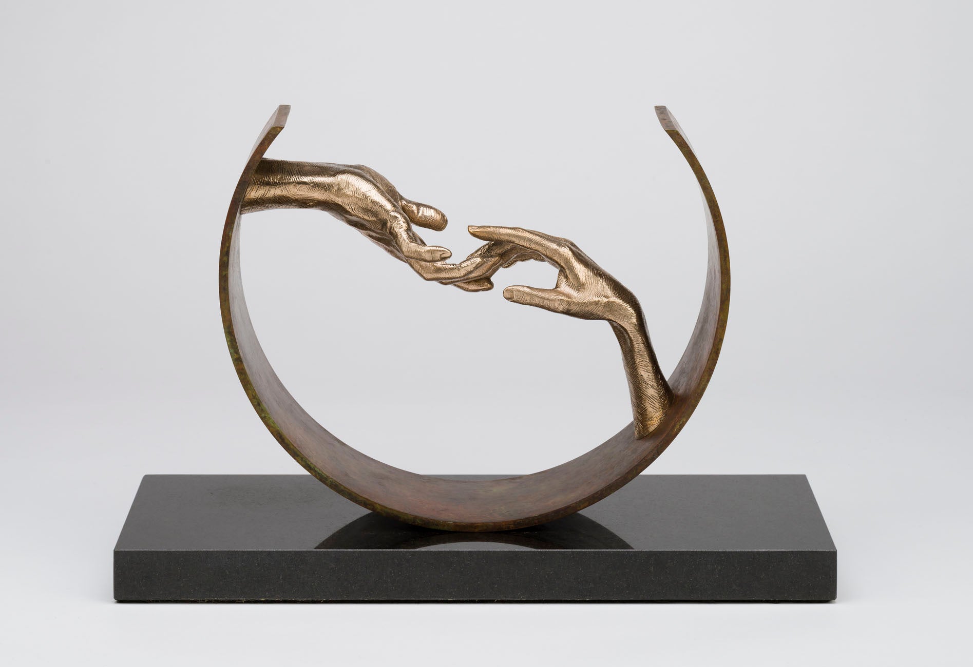 Finding Love (Bronze, cor ten steel on granite base) new 1