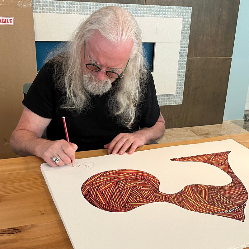Billy Connolly signing artwork