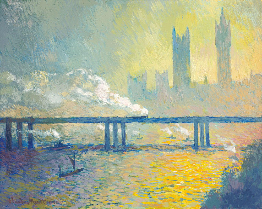 jmgc27 charing cross railway bridge early morning in the style of claude monet r1
