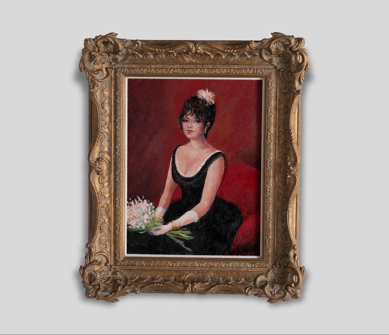 JMY ORI POR 20415 1 Portrait Of Lady In Black Dress (With Bouquet) grey 1600x1380
