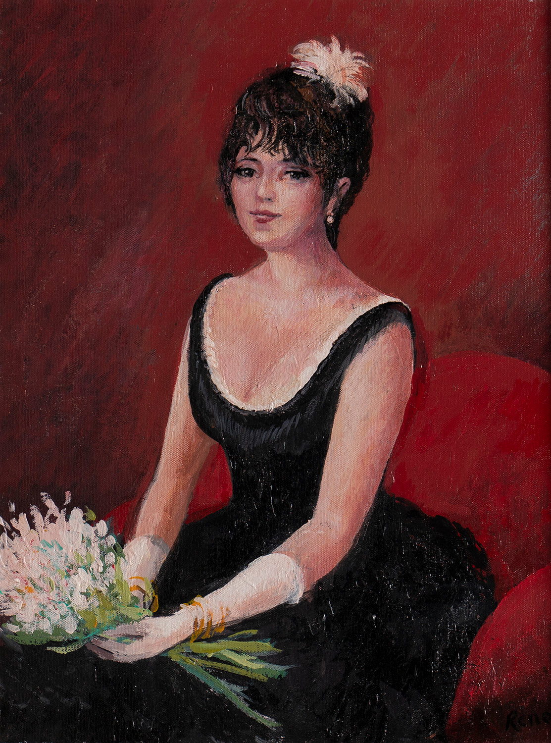 JMY ORI POR 20415 2 Portrait Of Lady In Black Dress (With Bouquet)