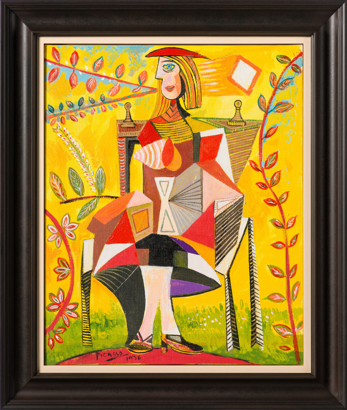 JMY ORI POR 33838 Seated Woman In Garden In The Style Of Pablo Picasso 1938 30