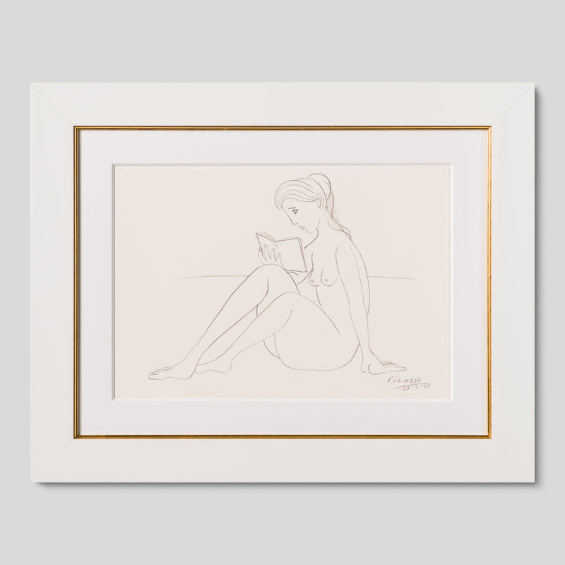 JMY ORI POR 34688 Nude Reading On Beach (1) Pencil Study In The Style Of Pablo Picasso 1920 1