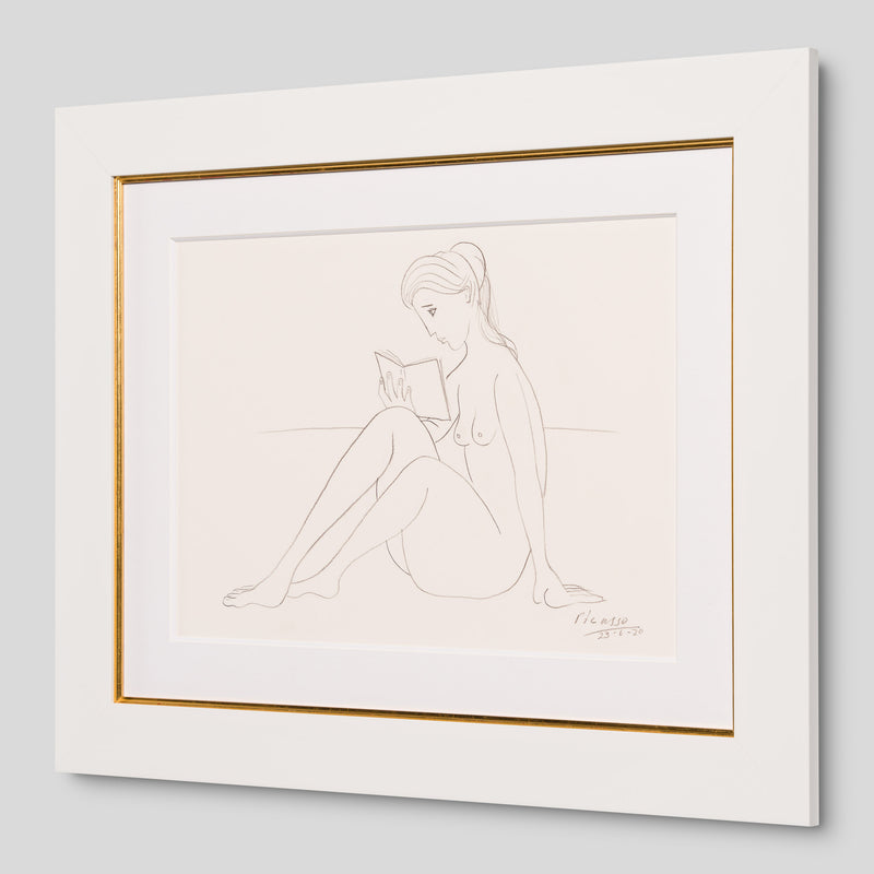 JMY ORI POR 34688 Nude Reading On Beach (1) Pencil Study In The Style Of Pablo Picasso 1920 2