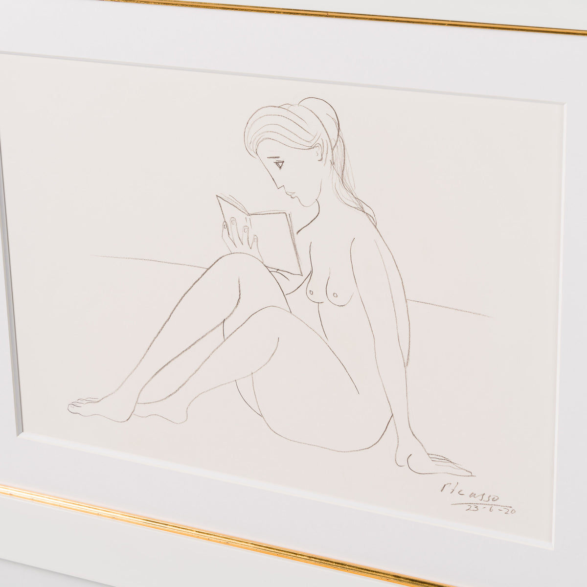 JMY ORI POR 34688 Nude Reading On Beach (1) Pencil Study In The Style Of Pablo Picasso 1920 6