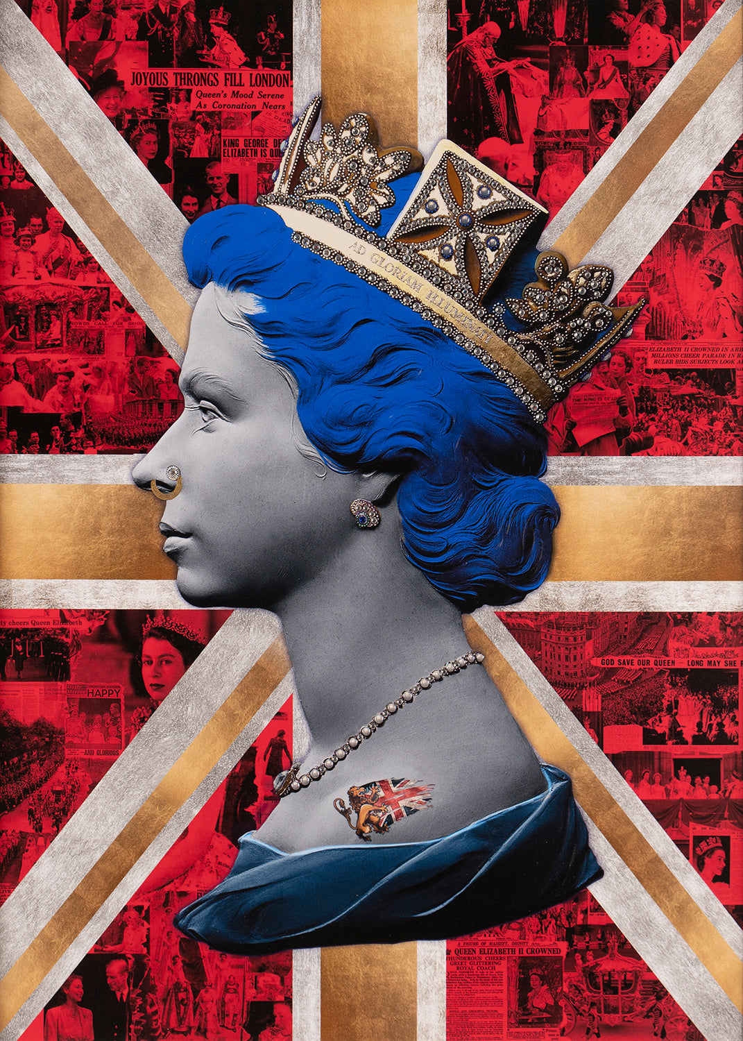 Punk Queens II Set of Two (Violet & Magenta and Blue & Red Headlines Queens)