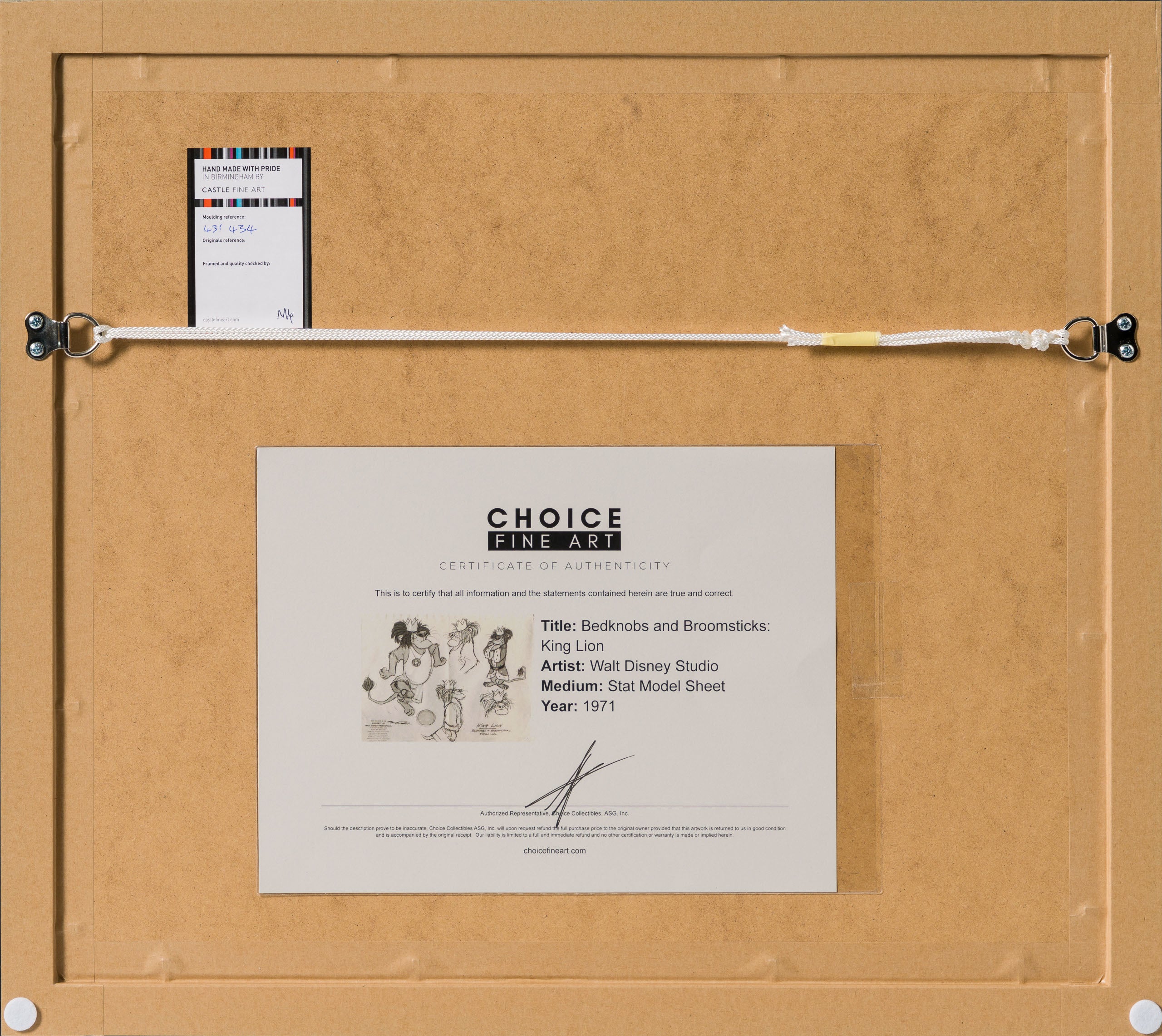 VIN ORI POR 31250 Bedknobs And Broomsticks King Lion Model Sheet (1971) 7