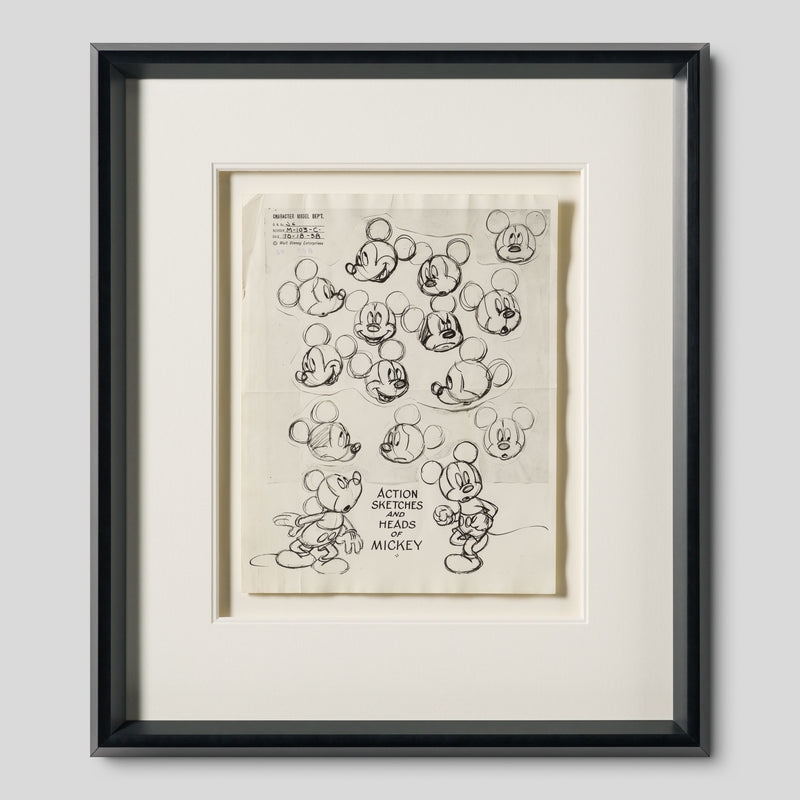 VIN ORI POR 31259 Mickey Mouse Action Sketches And Heads Model Sheet (Circa 1940s) 1