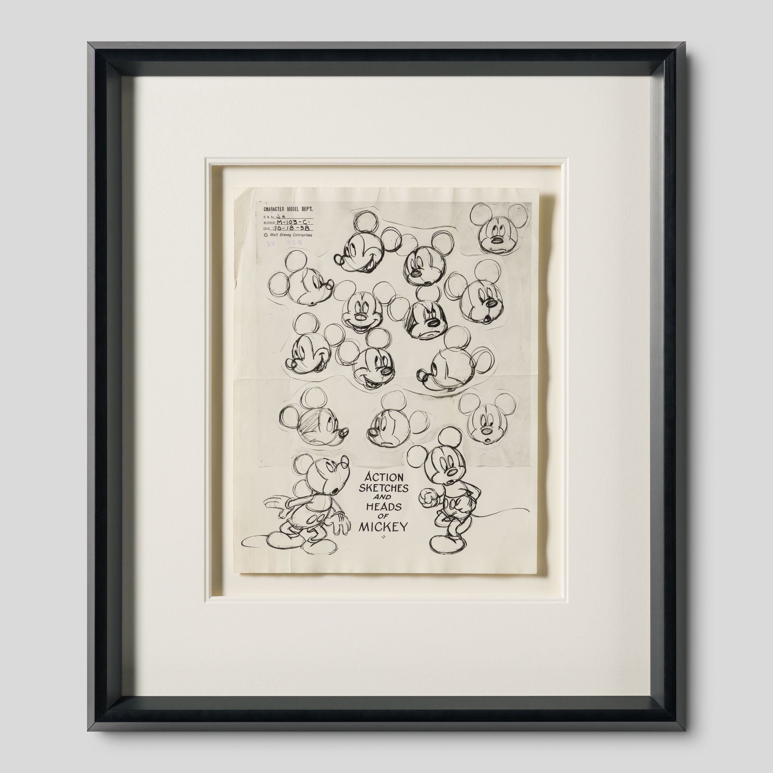 VIN ORI POR 31259 Mickey Mouse Action Sketches And Heads Model Sheet (Circa 1940s) 1