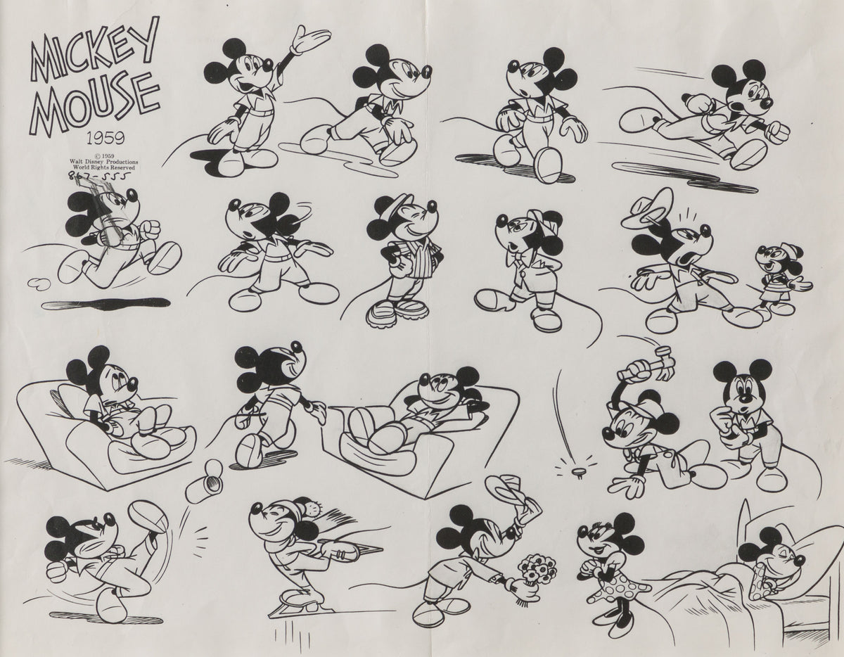 VIN ORI POR 31265 Mickey Mouse With Minnie Mouse Model Sheet (1959) 31