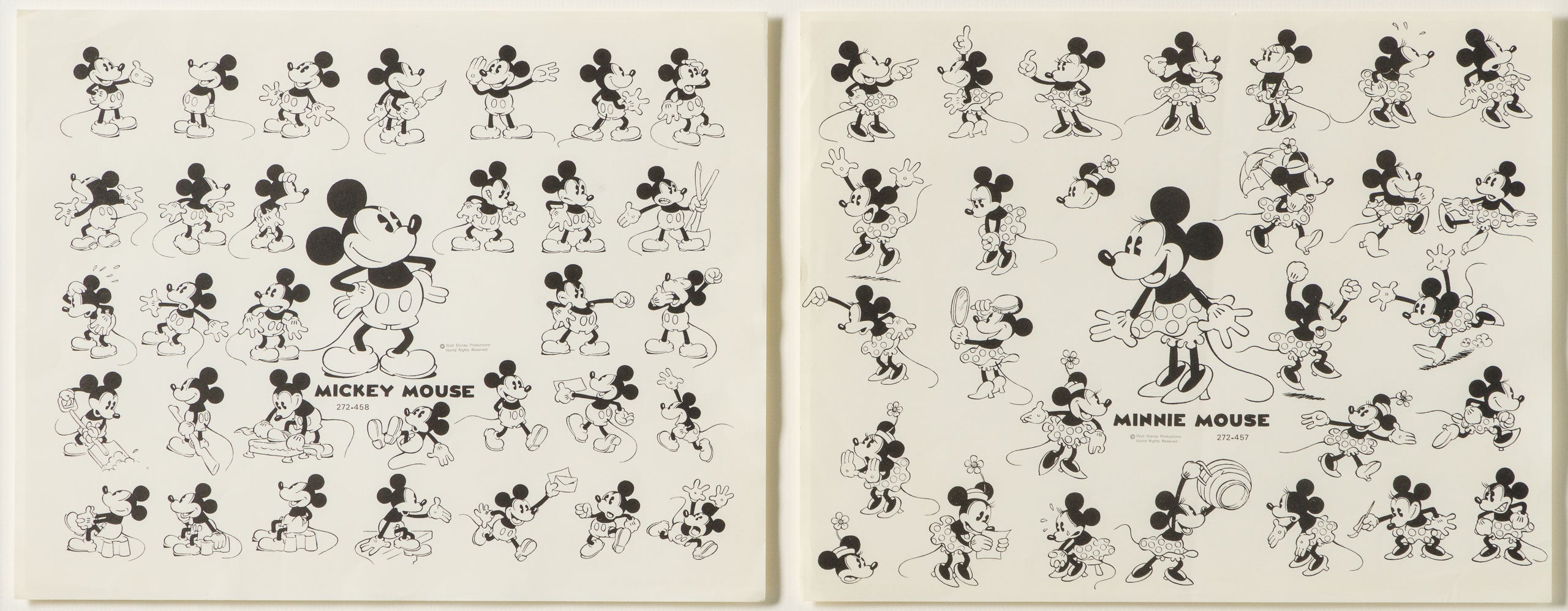 VIN ORI POR 31267 Mickey And Minnie Mouse Set of Model Sheets (Circa 1930s) 31
