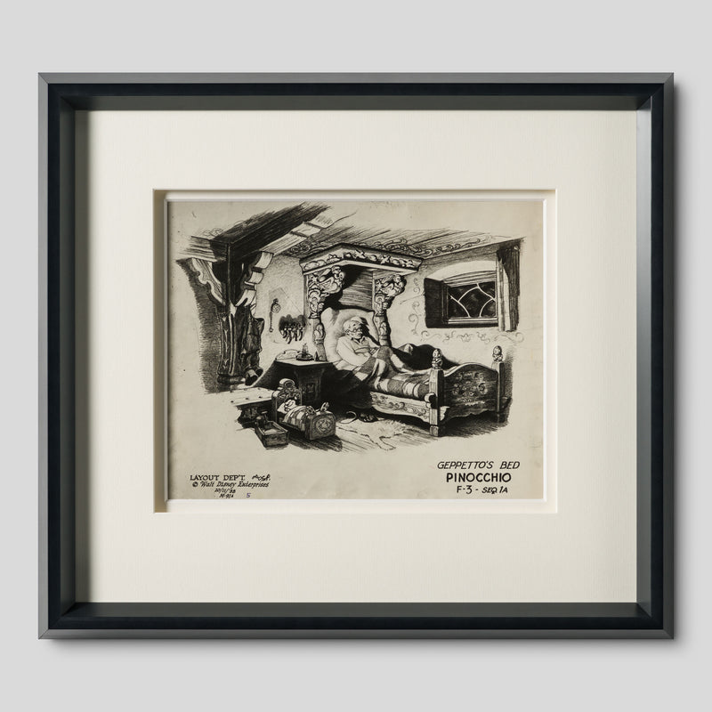 VIN ORI POR 31280 Pinocchio Gepetto s Bed with Figaro Layout Image Sheet (1940) 1