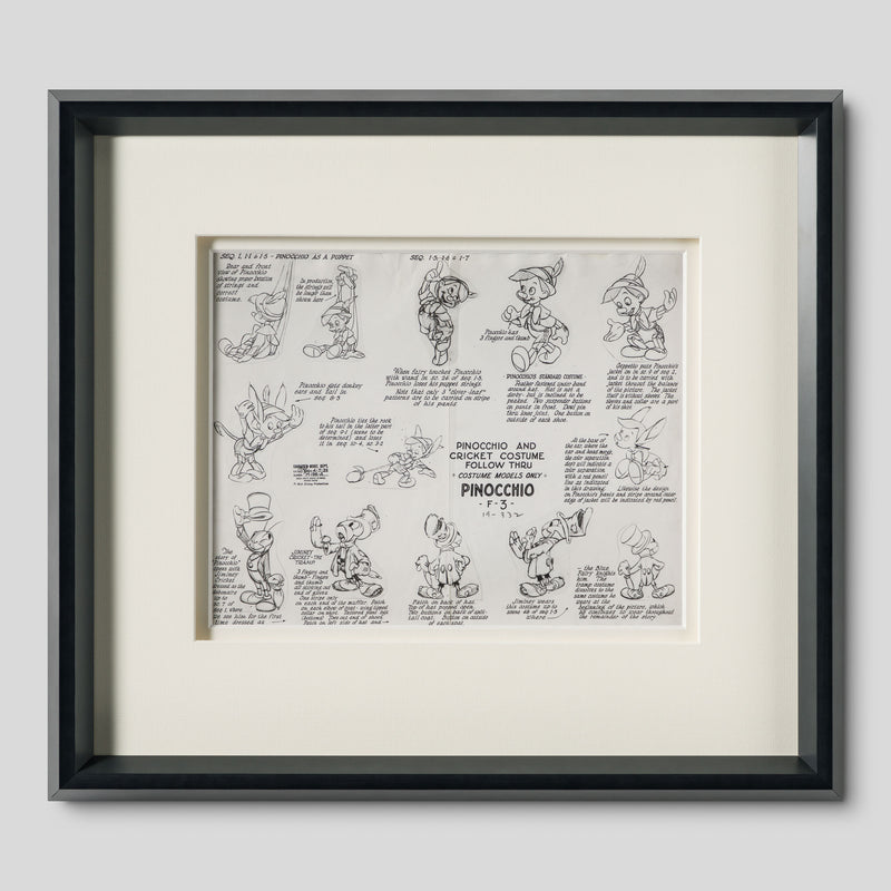 VIN ORI POR 31297 Pinocchio Pinocchio And Cricket Costume Follow Thru Model Sheet (1940) 1