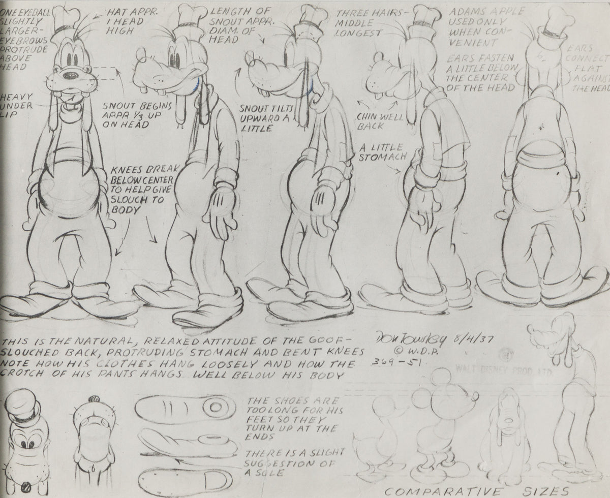 VIN ORI POR 31300 Goofy Full Figure Model Sheet (Circa 1940s) 31