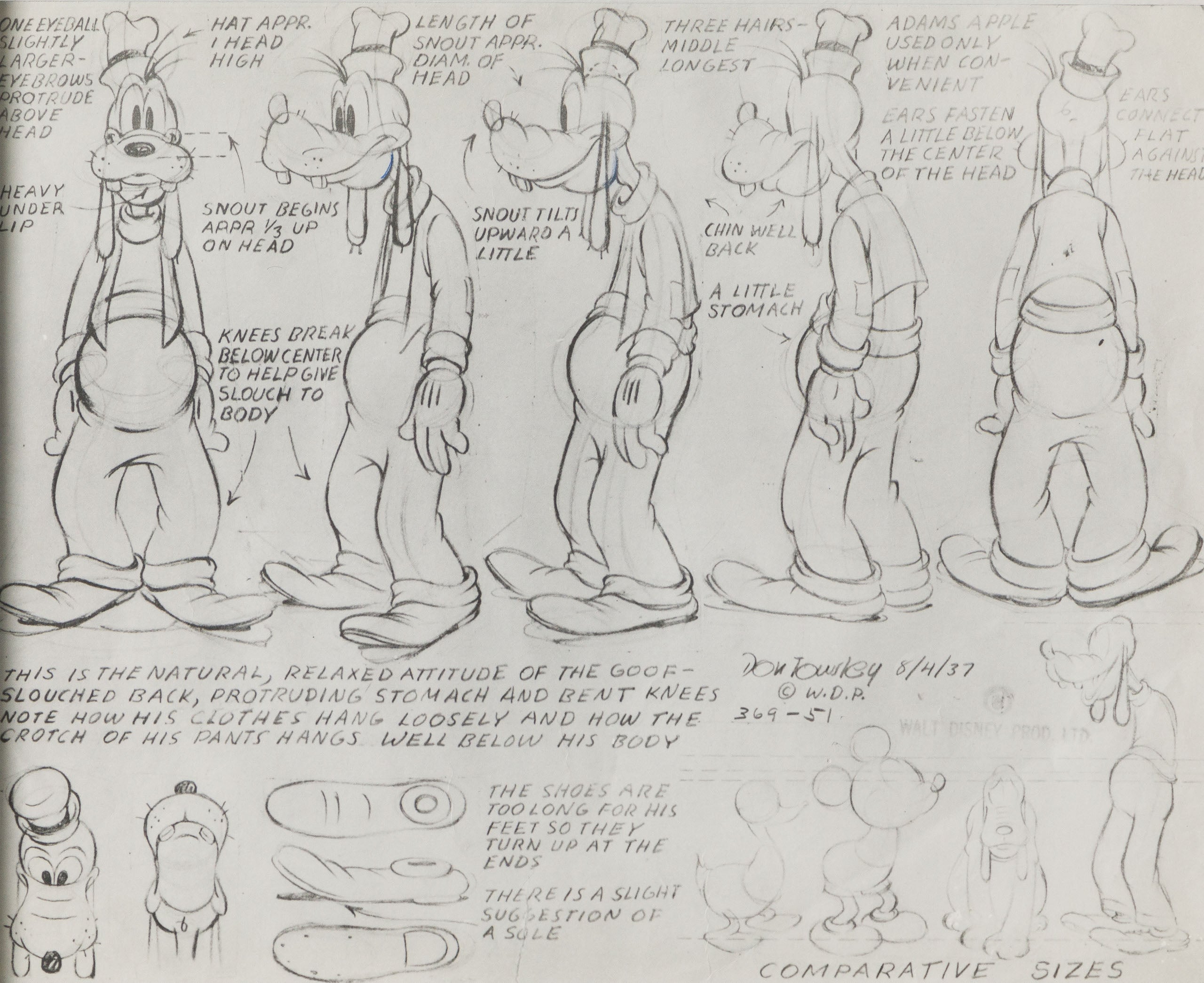 VIN ORI POR 31300 Goofy Full Figure Model Sheet (Circa 1940s) 31