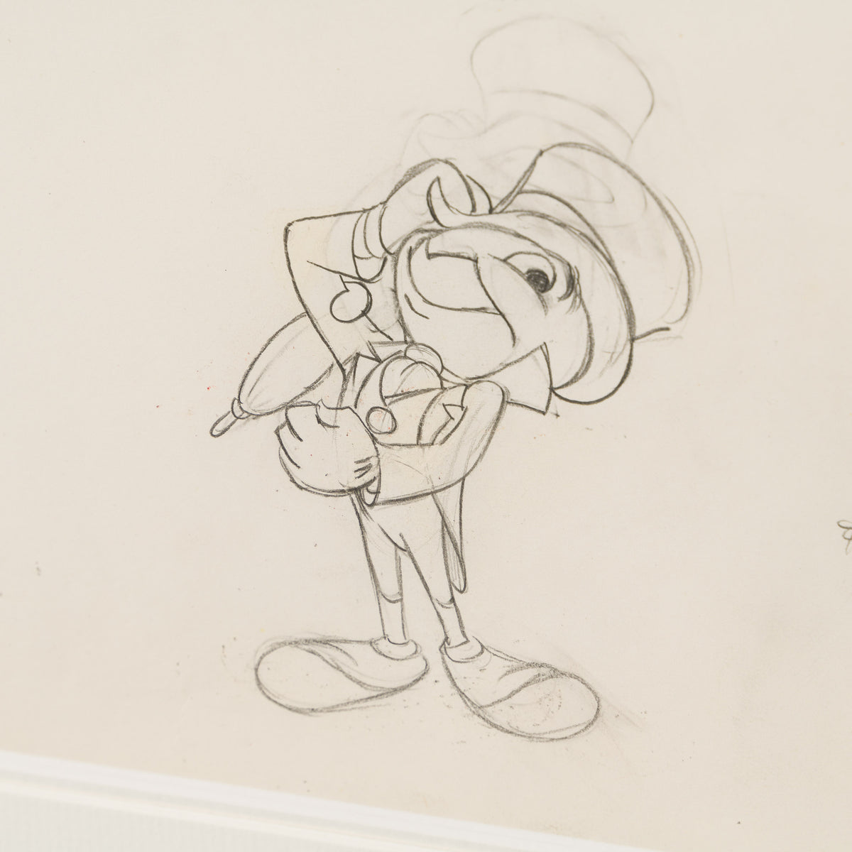VIN ORI POR 31317 Jiminy Cricket Original Production Cel And Drawing 1 (1970s) signed by Preston Blair 3