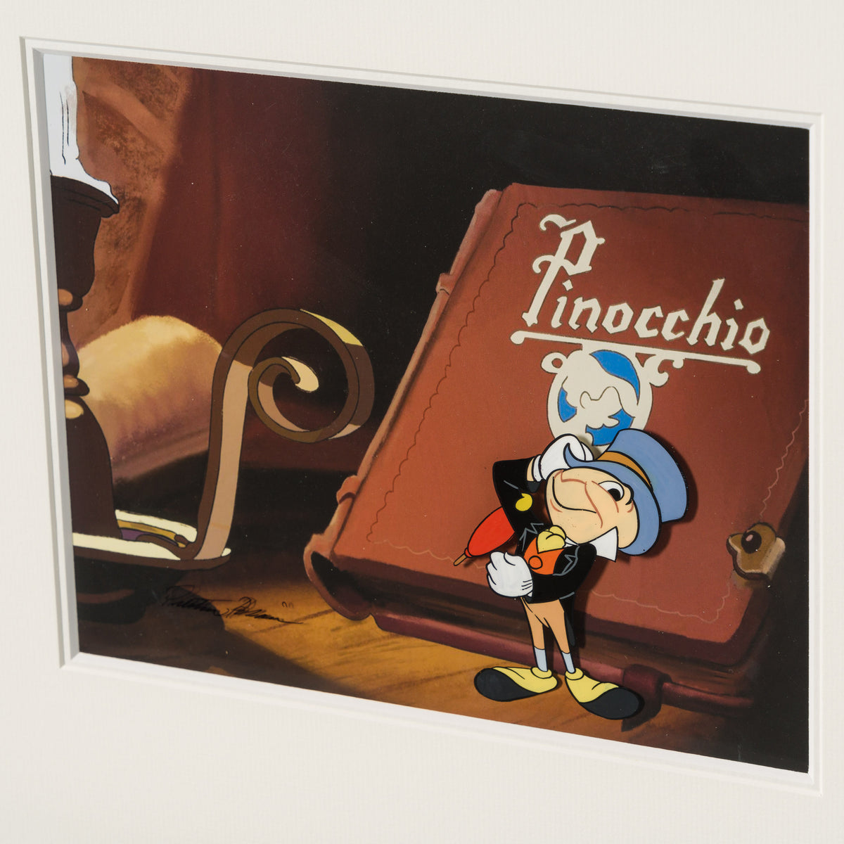 VIN ORI POR 31317 Jiminy Cricket Original Production Cel And Drawing 1 (1970s) signed by Preston Blair 4