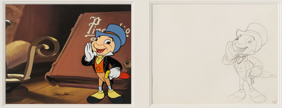 VIN ORI POR 31321 Jiminy Cricket Original Production Cel And Drawing 12 (1970s) signed by Preston Blair 31
