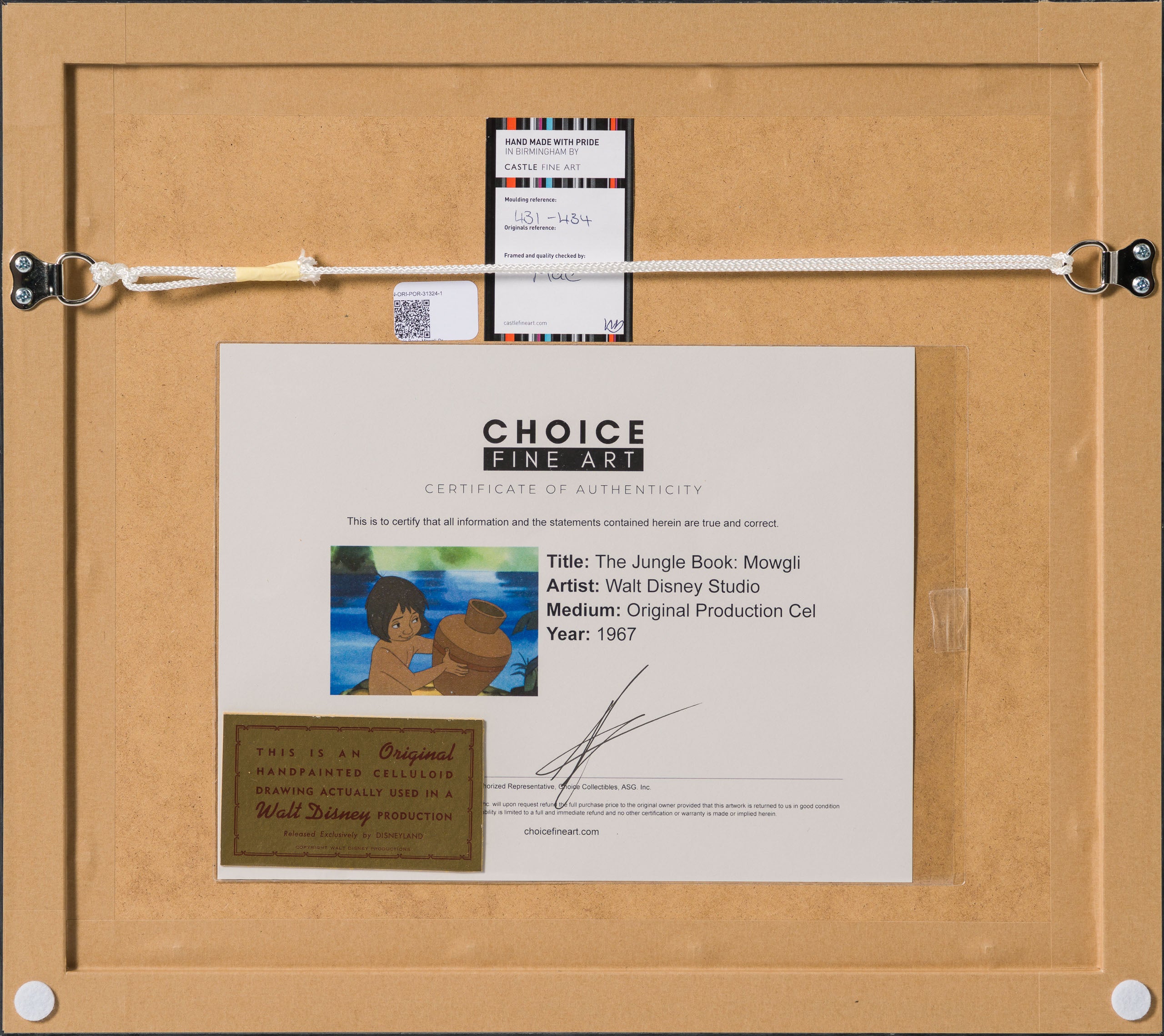 VIN ORI POR 31324 The Jungle Book Mowgli Original Production Cel (1967) 7