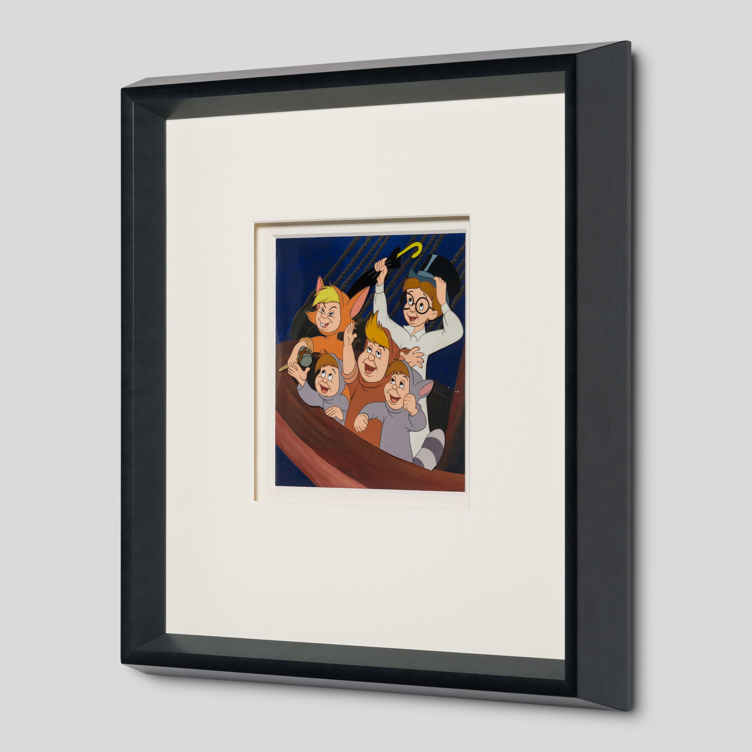 VIN ORI POR 31330 Peter Pan John And The Lost Boys Original Production Cel On Hand Painted Background (1953) 2