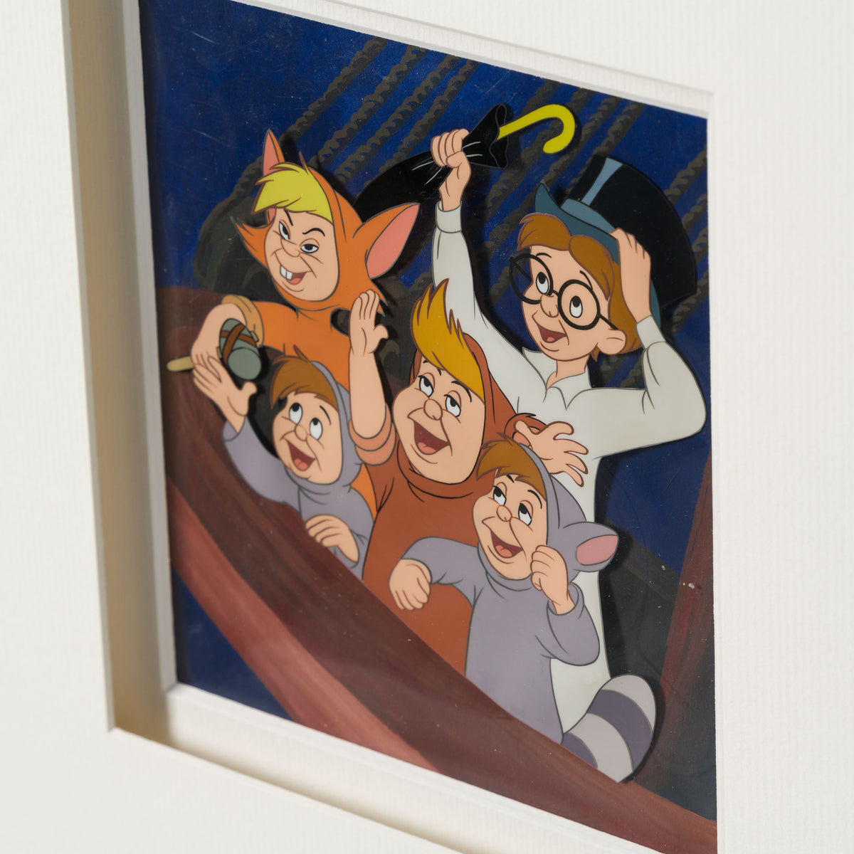 VIN ORI POR 31330 Peter Pan John And The Lost Boys Original Production Cel On Hand Painted Background (1953) 3