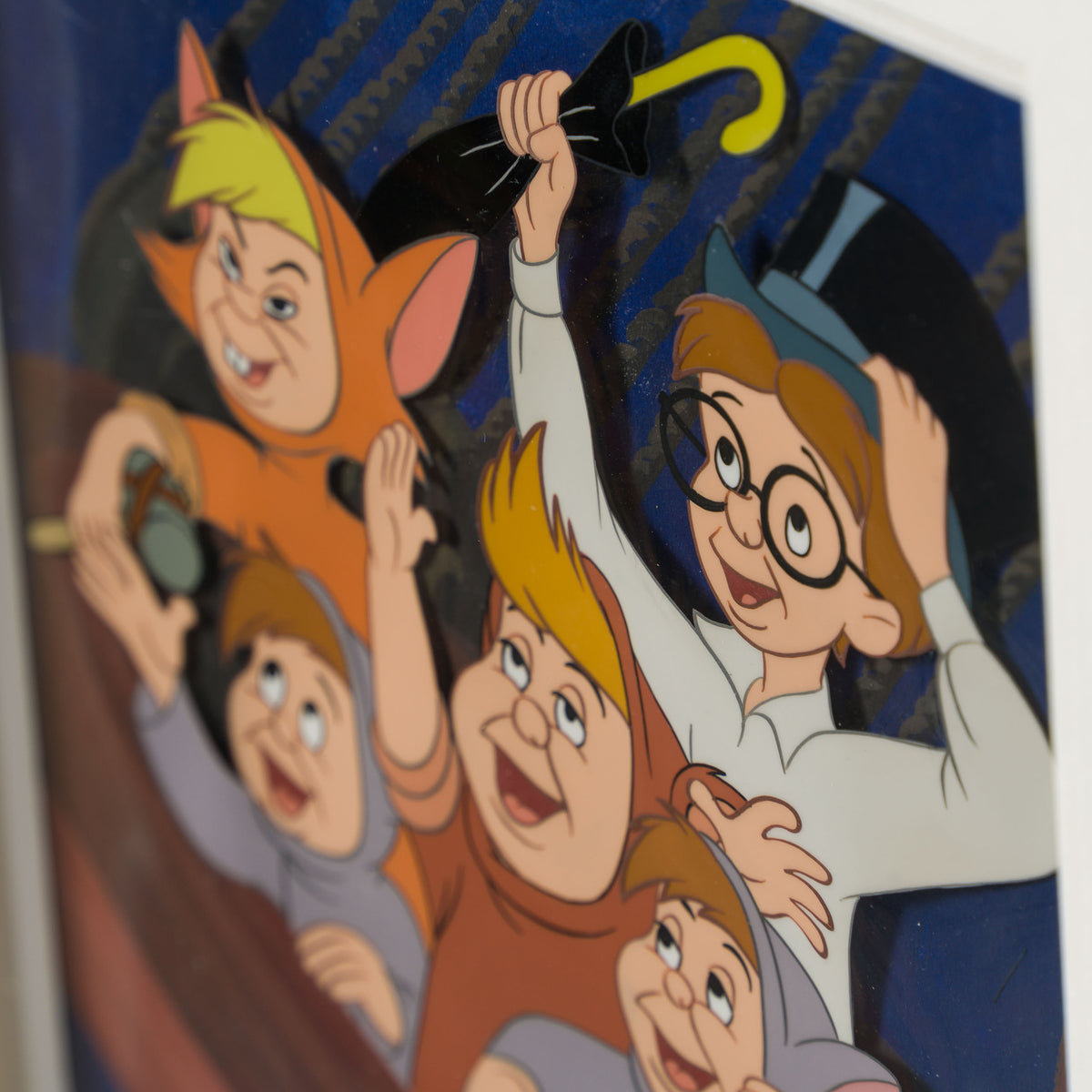 VIN ORI POR 31330 Peter Pan John And The Lost Boys Original Production Cel On Hand Painted Background (1953) 6
