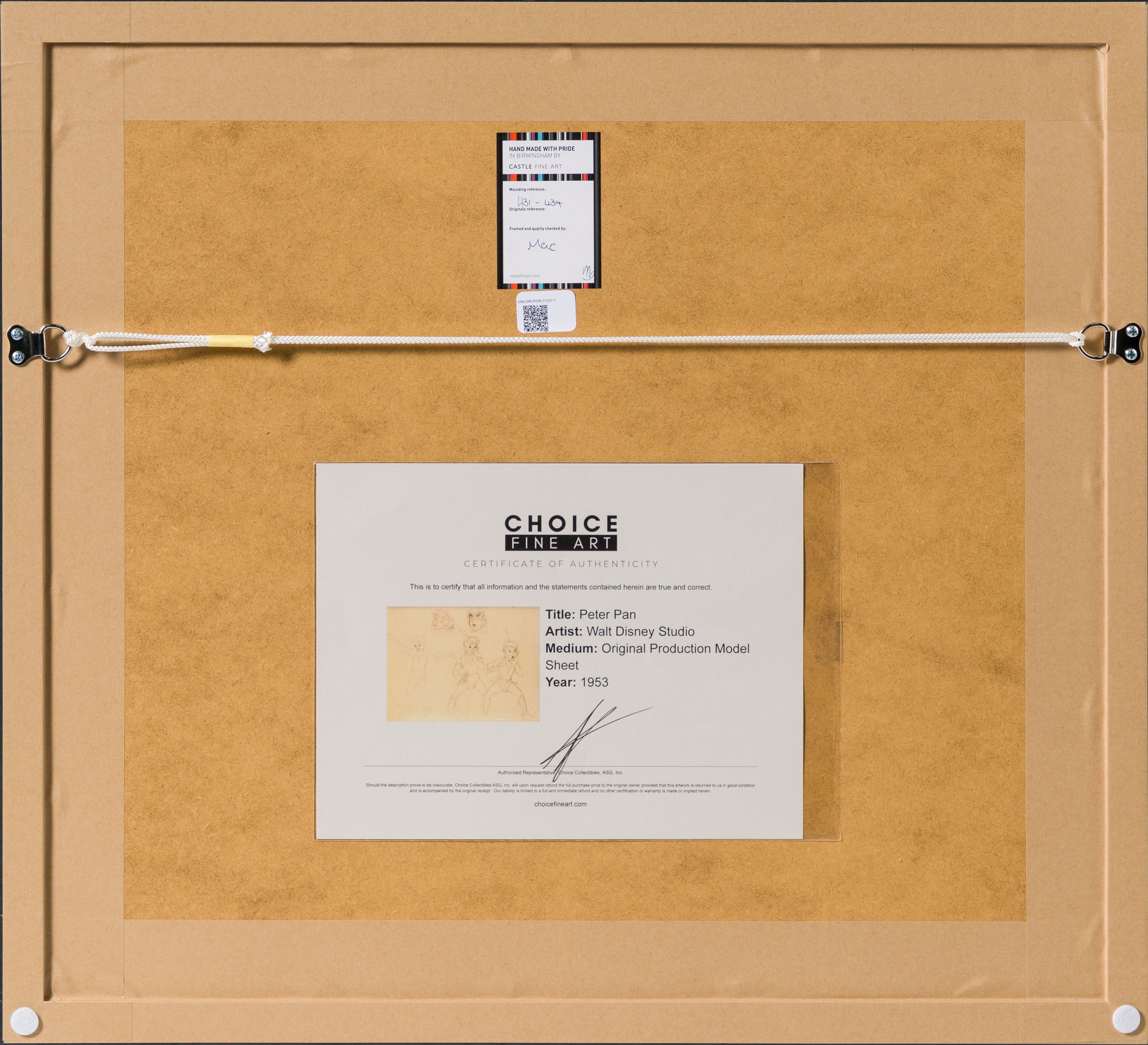 VIN ORI POR 31331 Peter Pan Original Production Model Sheet (1953) 7