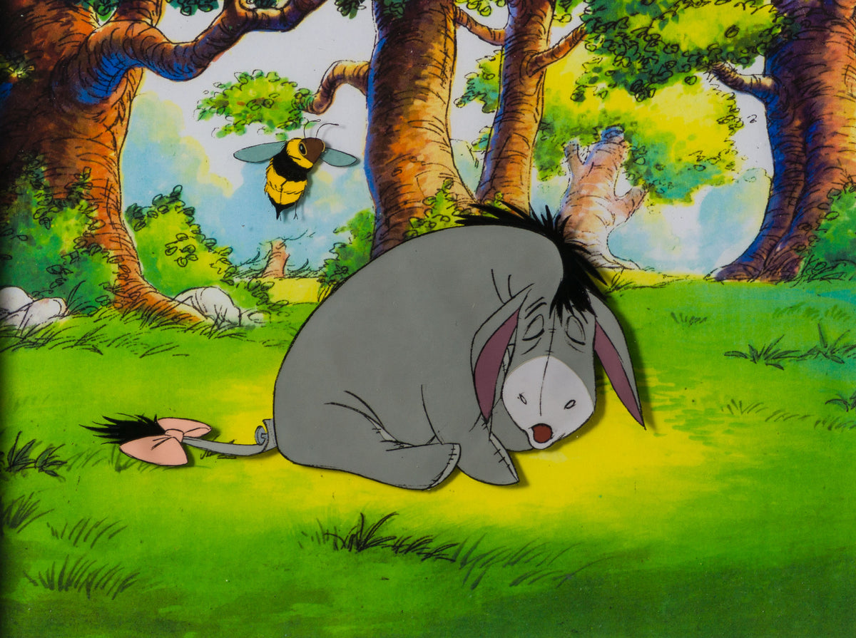 VIN ORI POR 31332 Winnie The Pooh And The Honey Tree Eeyore And Bee, Original Production Cel (1977) 31