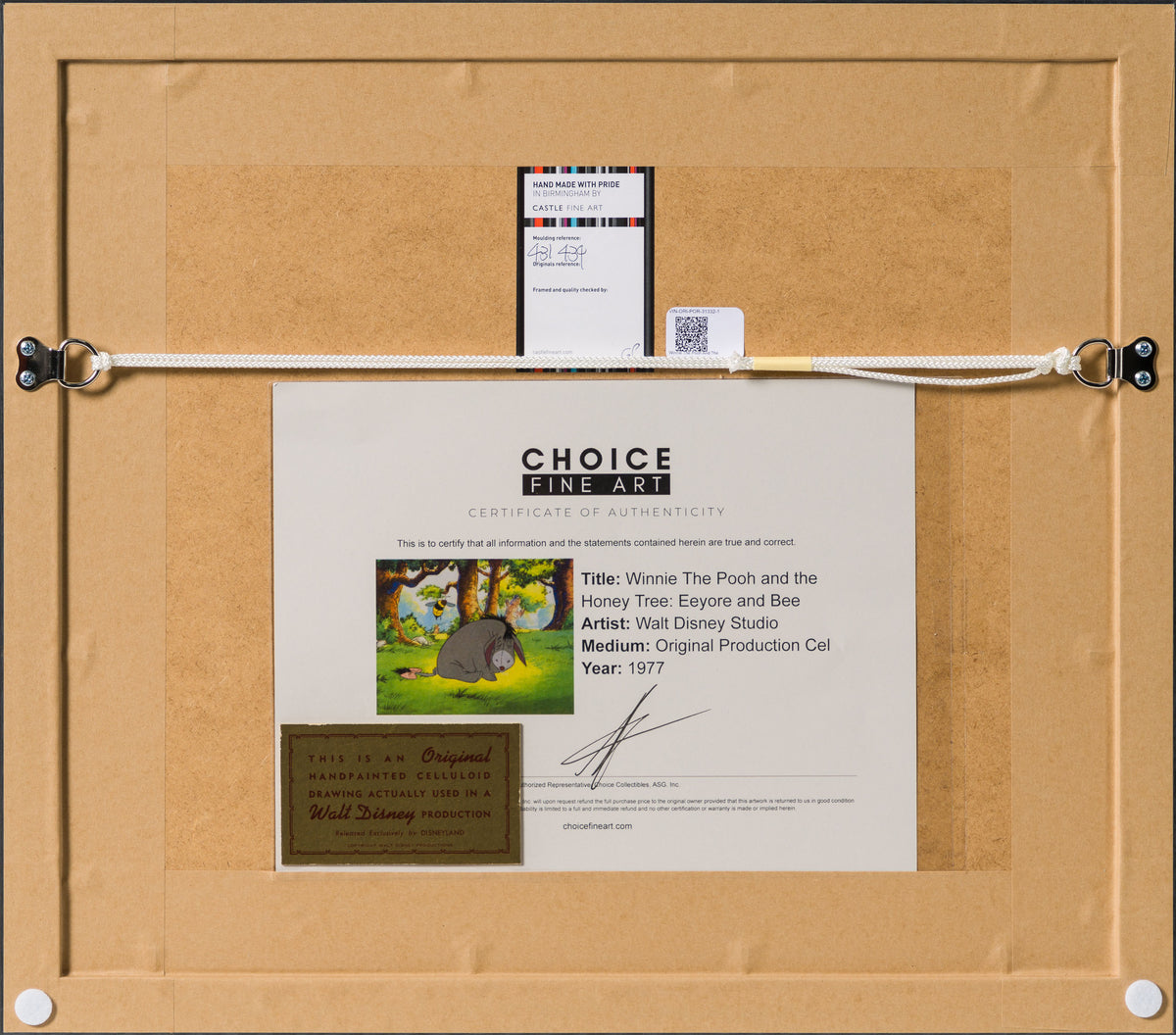 VIN ORI POR 31332 Winnie The Pooh And The Honey Tree Eeyore And Bee, Original Production Cel (1977) 7