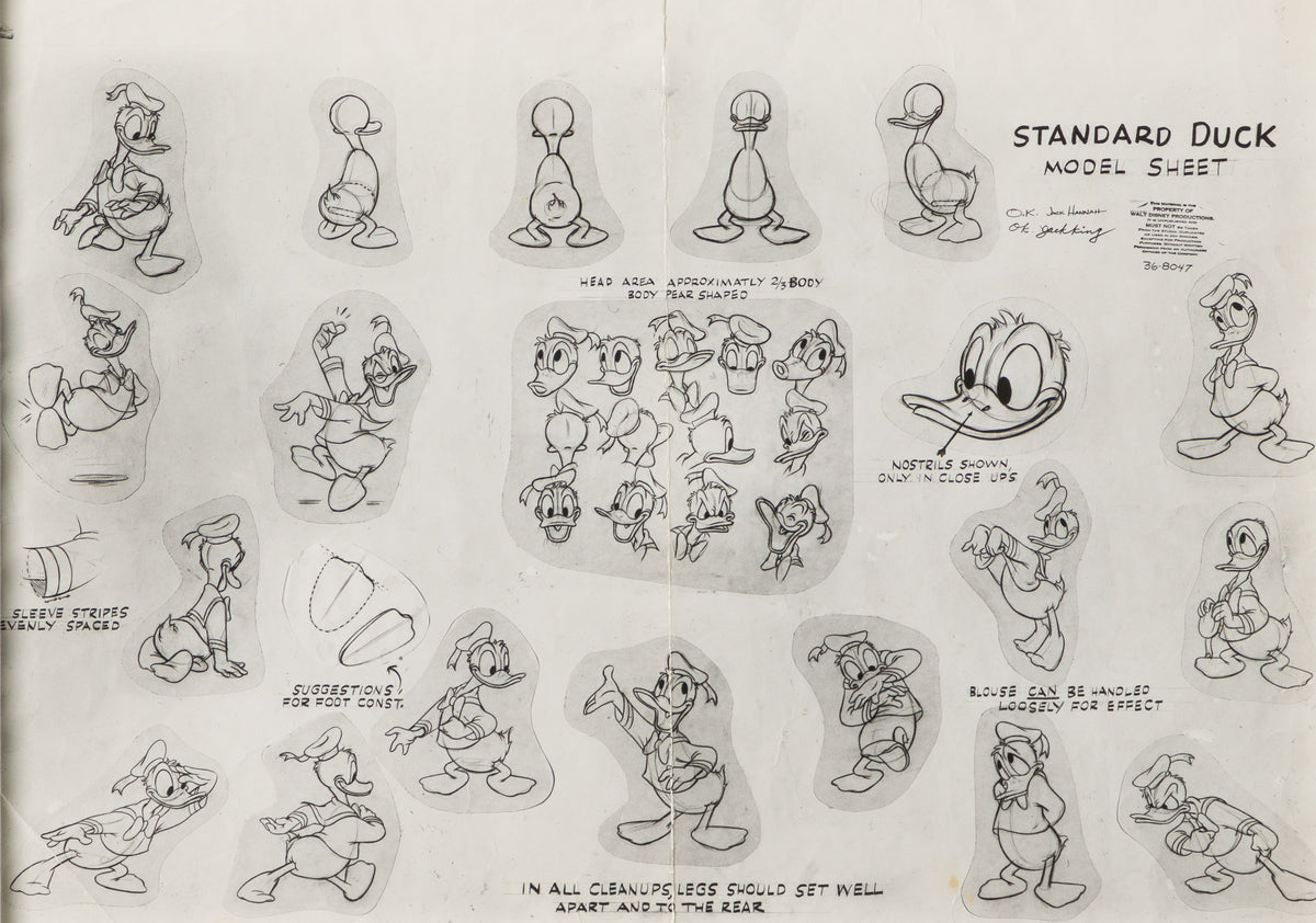 VIN ORI POR 31353 Donald Duck, Standard Duck Models Model Sheet (Circa 1950s) 31