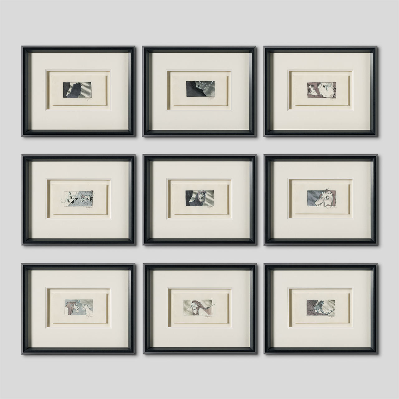 VIN ORI POR 31365 The Lion King, Storyboard Sequence of 9 by artist Thom Enriquez (1994) FULL SET