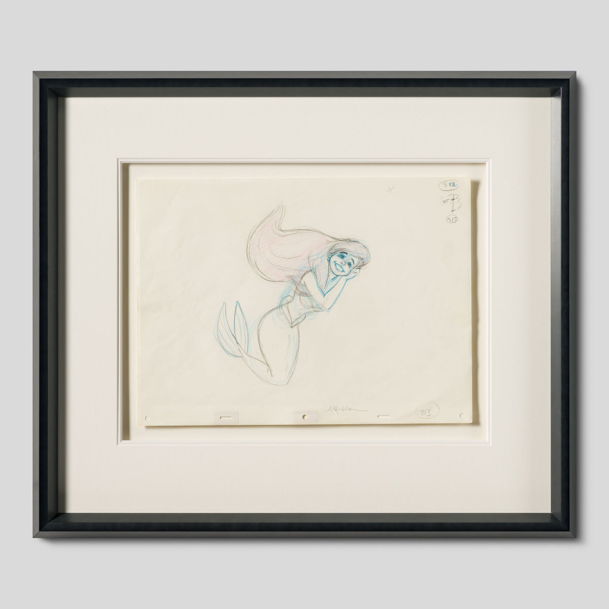 VIN ORI POR 31375 Little Mermaid #313 Original Production Drawing (1989) Signed by Jorgen Klubien 1