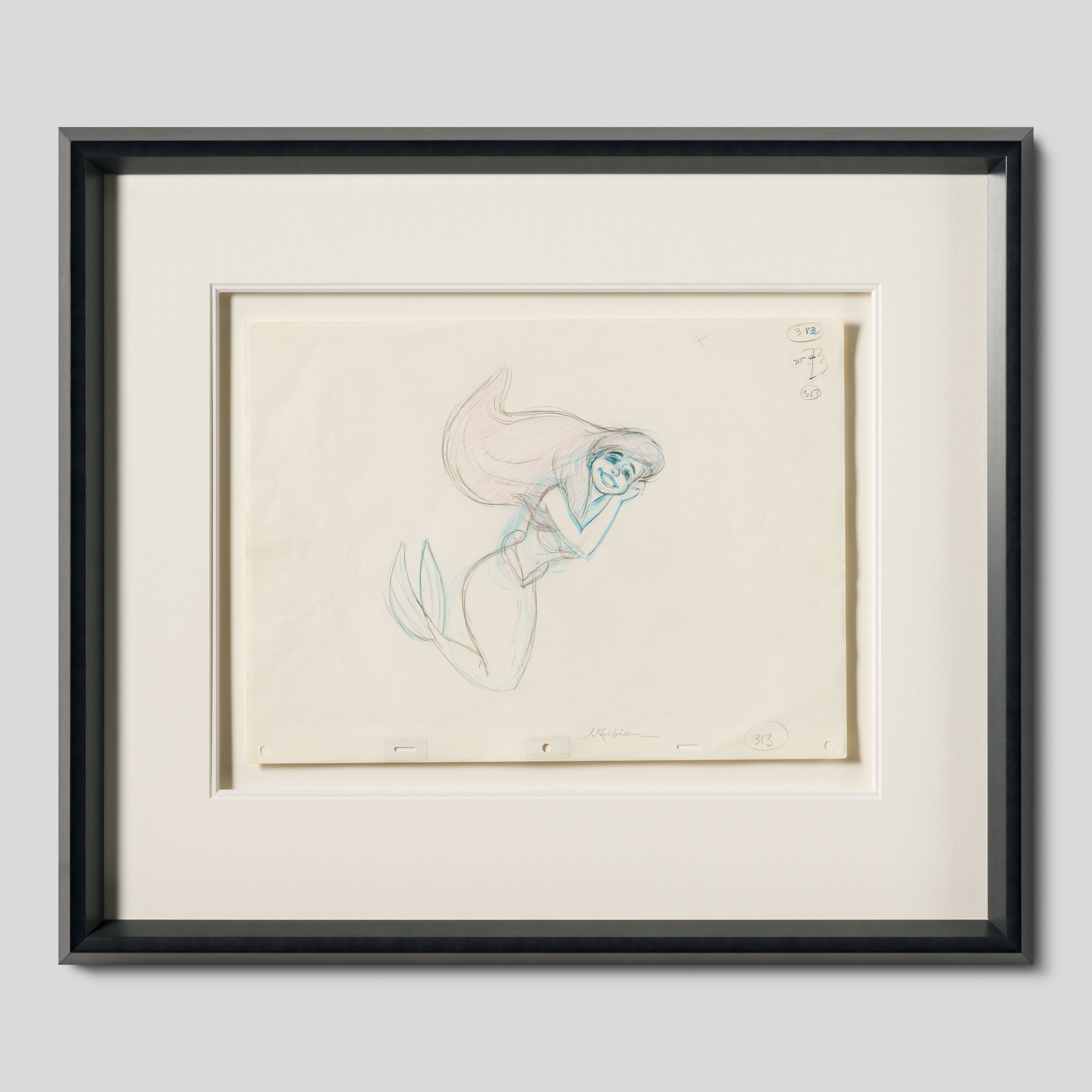 VIN ORI POR 31375 Little Mermaid #313 Original Production Drawing (1989) Signed by Jorgen Klubien 1
