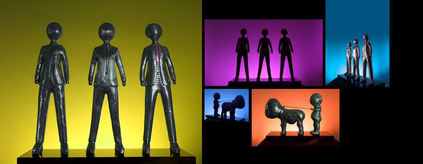 Billy Connolly's  2021 collection of sculptures, including 'Walkies' and 'Pink Tie & Hanky'