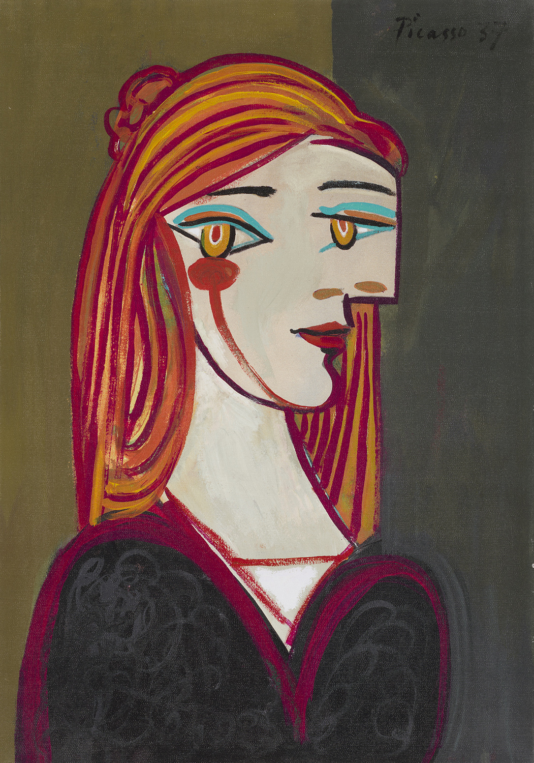 Girl With Red Hair Portrait In The Style Of Pablo Picasso Castle Fine Art