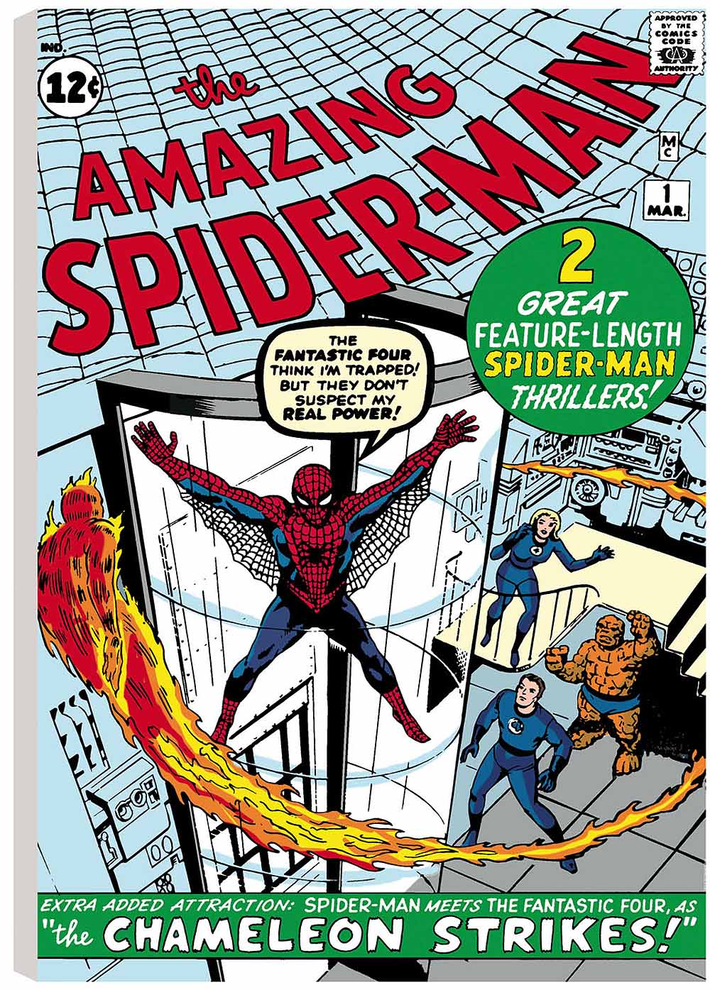 The Amazing Spider-Man #1: Spider-Man Meets The Fantastic Four - Box Canvas  | Marvel | Castle Fine Art
