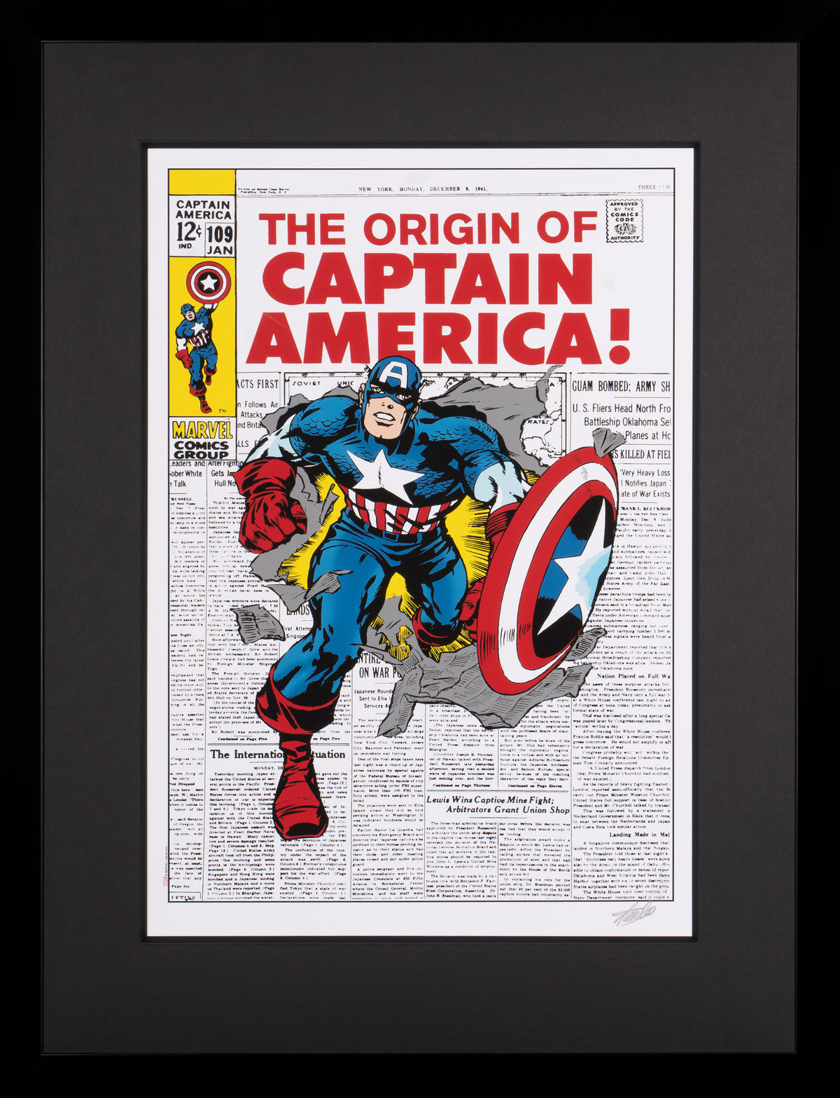 Captain America # 109 - The Origin of Captain America! | Giclée on paper |  | Hand-signed by Stan Lee