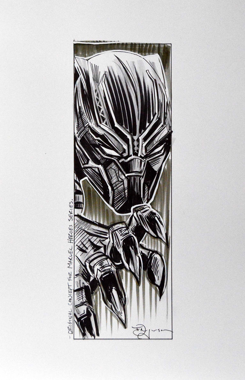 black panther tim rogerson black white painting original castle fine art 