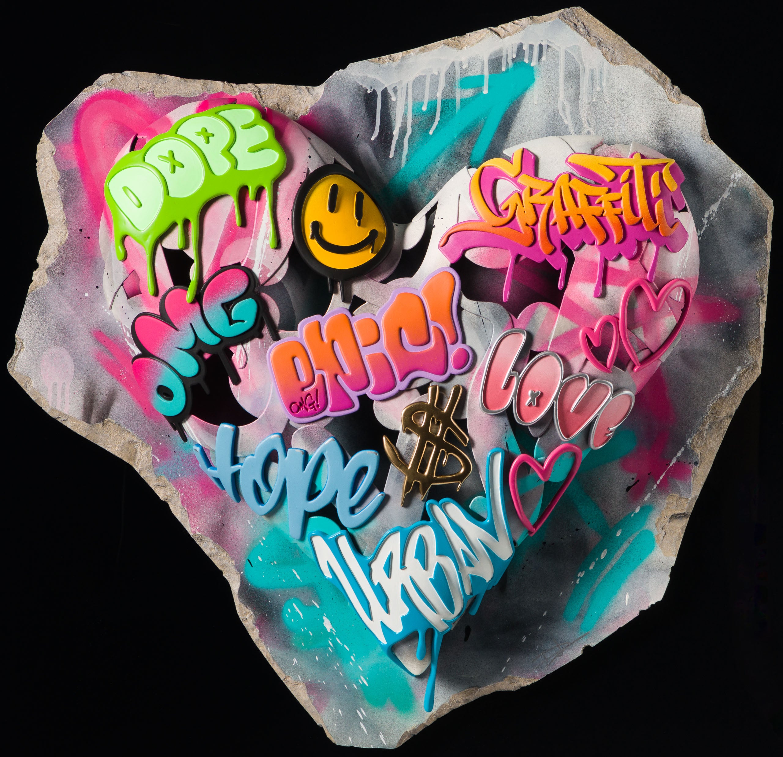 DLN ORI POR 33257 Urban Relic Heart (Pink & Teal) 31 