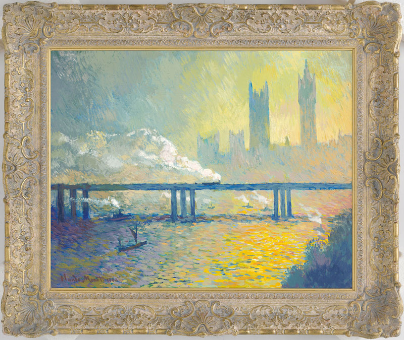 jmgc27 charing cross railway bridge early morning in the style of claude monet f