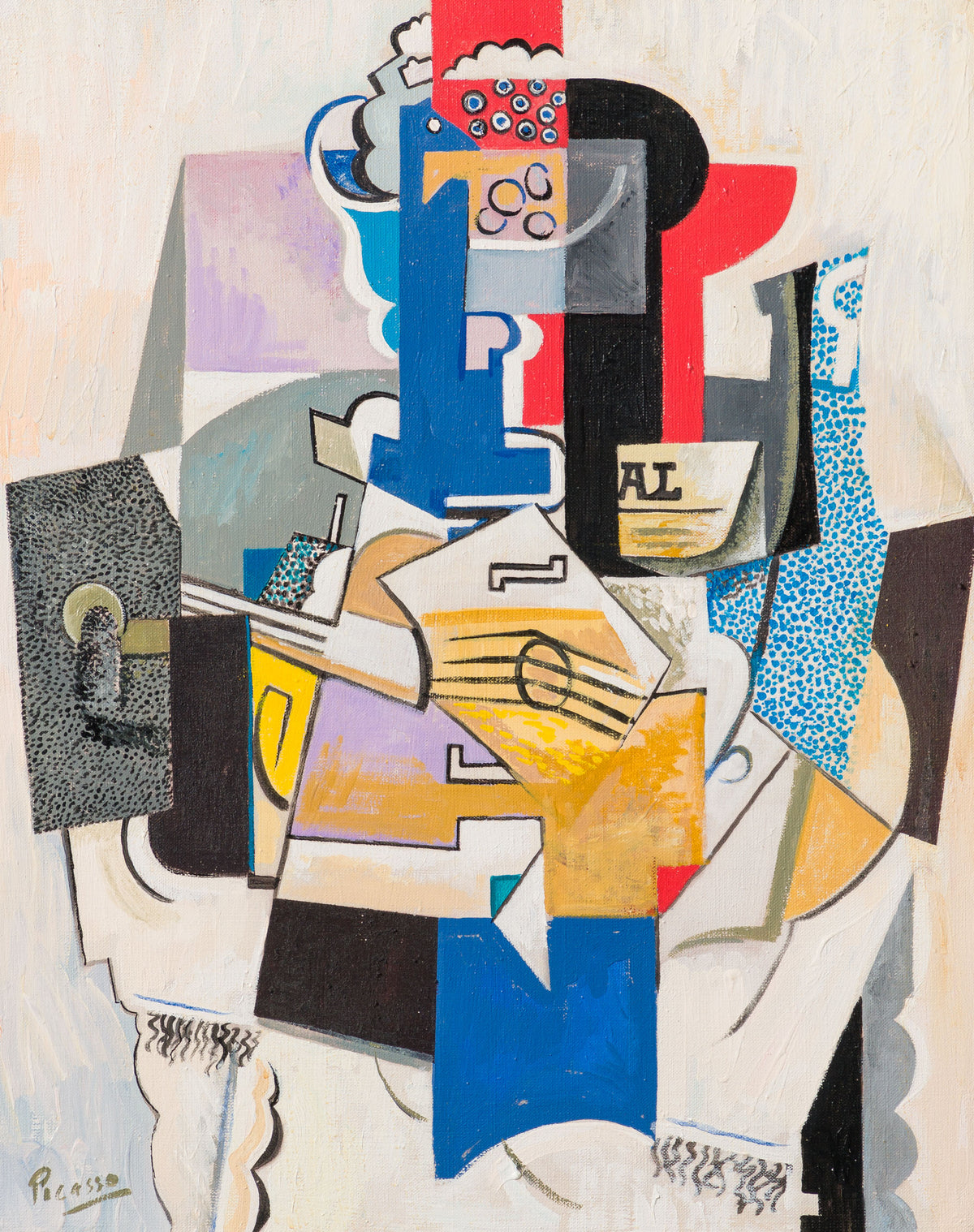 JMY ORI POR 33888 Fruit Dish, Bottle & Violin In The Style Of Pablo Picasso 1914 31 