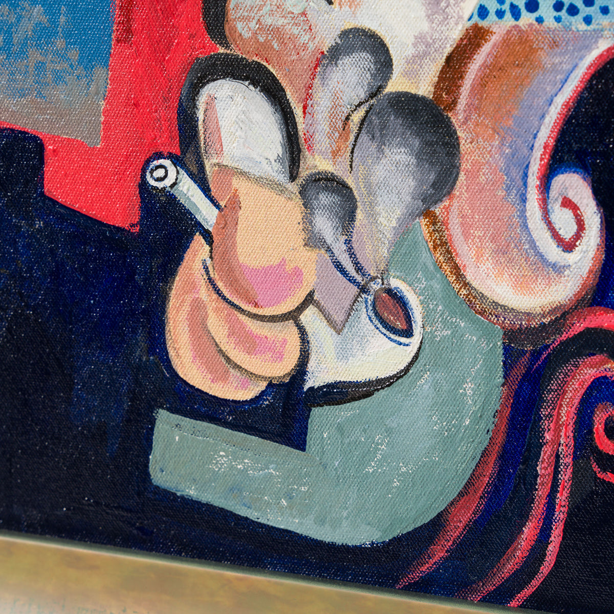 JMY ORI POR 33889 Man With A Moustache and Bowler Hat and Buttoned Waistcoat Smoking A Clay  In The Style Of Pablo Picasso 1915 6 