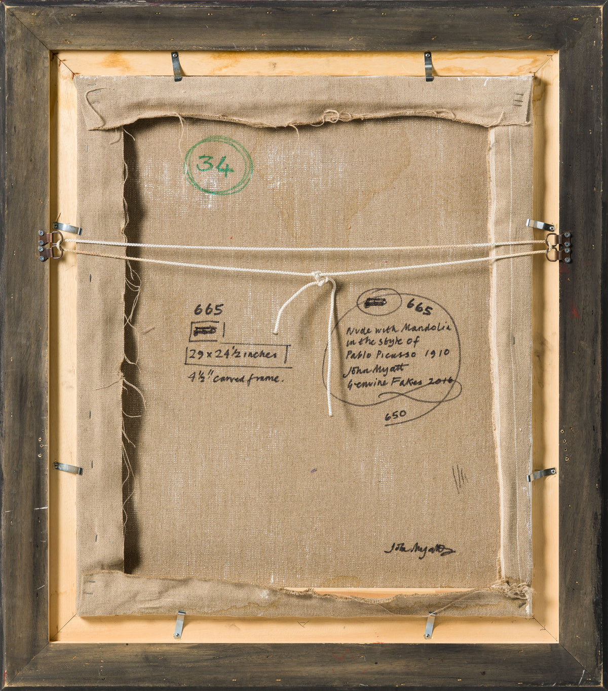 Product image 1 for john-myatt-nude-with-mandolin-in-the-style-of-pablo-picasso-1910-original