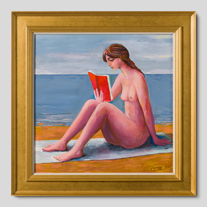 JMY ORI POR 34686 Nude On Beach Girl Reading In The Style Of Pablo Picasso 1920 1 