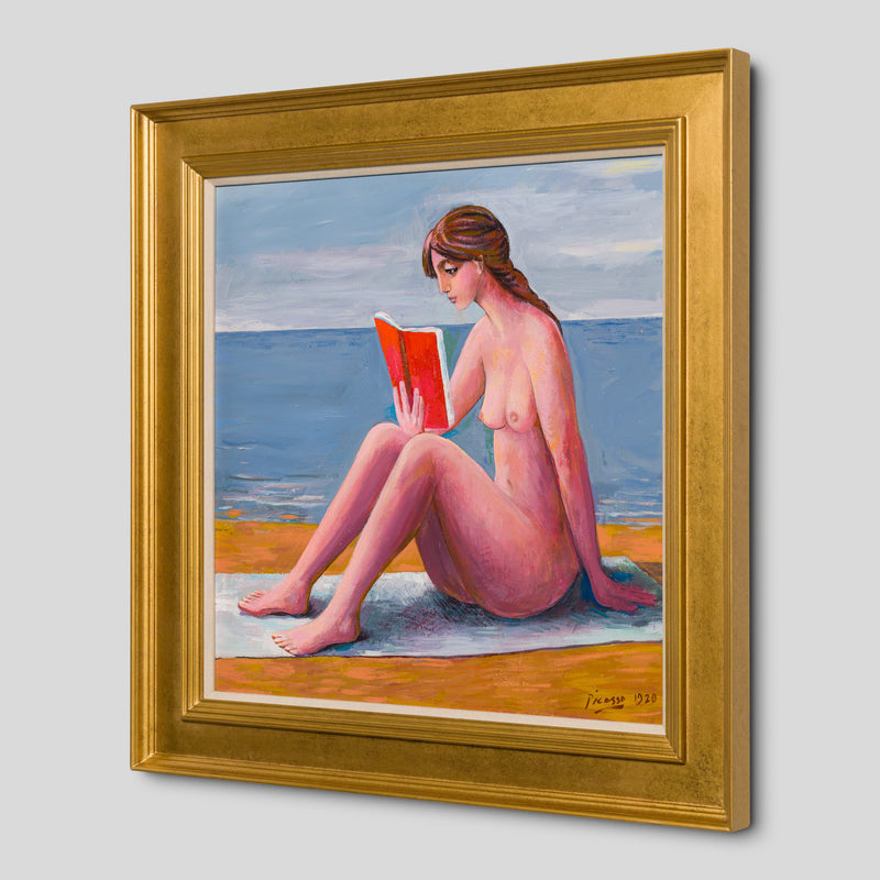 JMY ORI POR 34686 Nude On Beach Girl Reading In The Style Of Pablo Picasso 1920 2 